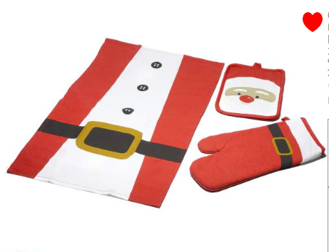 Set Natale in cucina! Guanto, asciugapiatti e presina