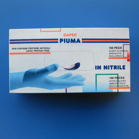 Guanti piuma in nitrile blu anallergico